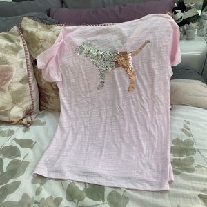 Victoria secret pink flip bling dog top